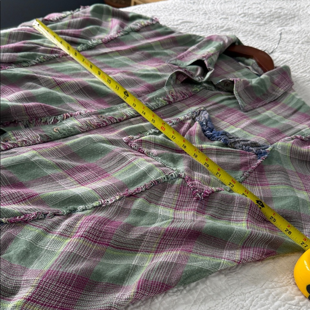 Intimately by Free People Plaid Button Down Shirt - Green and Purple - Picture 9 of 10